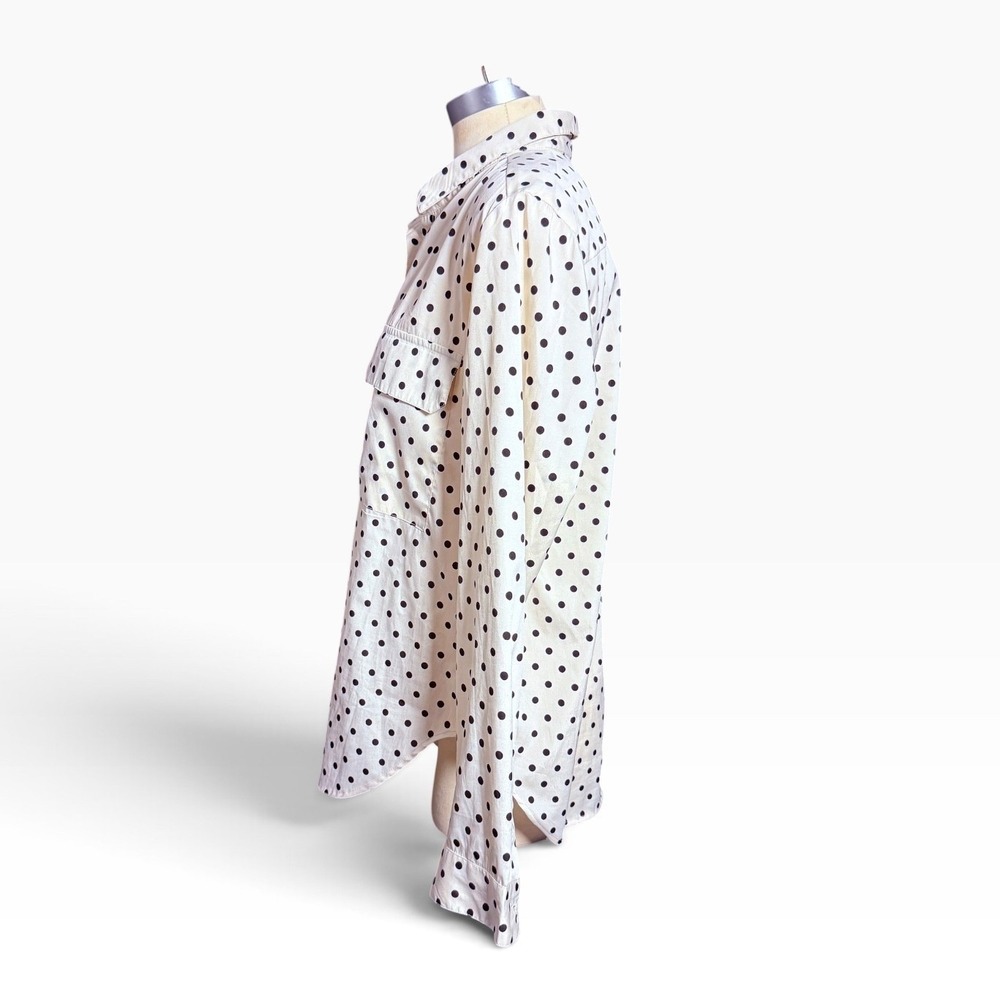 KUT from the Kloth Ivory Black Polka Dot Utility Blouse Women's Large Polka Dots - Picture 3 of 7